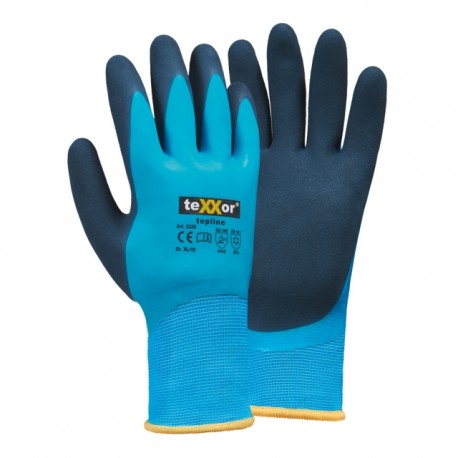 Winter-Schnittschutzhandschuhe, blau, vollbeschichtet