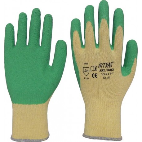 Latexhandschuhe, grün, teilbeschichtet "Grip"