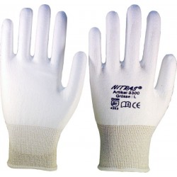 PU-Schnittschutzhandschuhe, weiß, teilbeschichtet