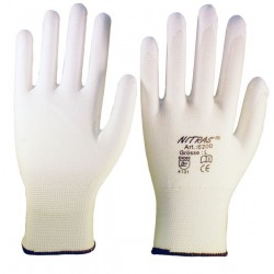Nylon-PU-Handschuhe, weiß, teilbeschichtet