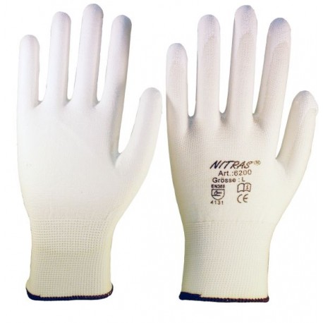 Nylon-PU-Handschuhe, weiß, teilbeschichtet