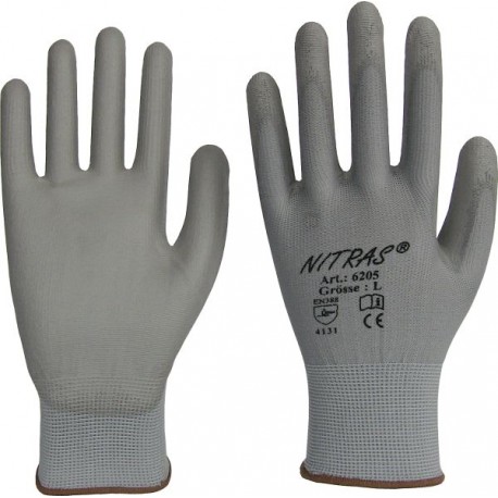 Nylon-PU-Handschuhe, grau, teilbeschichtet