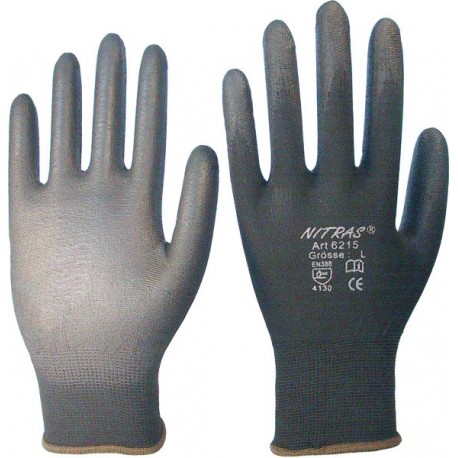 Nylon-PU-Handschuhe, schwarz, teilbeschichtet