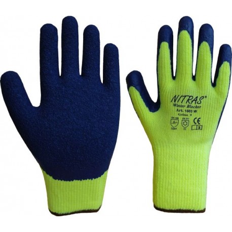 Latex-Winterhandschuhe, gelb/blau, teilbeschichtet "Winter Blocker"
